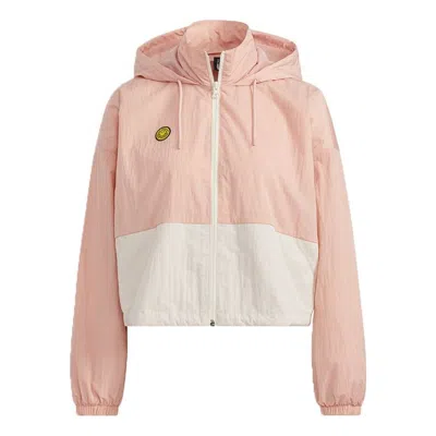Adidas Originals (wmns) Adidas Neo X Smiley Sportwears Windbreaker Jacket 'pink White' In Multi