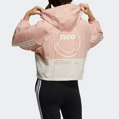 Adidas Originals (wmns) Adidas Neo X Smiley Sportwears Windbreaker Jacket 'pink White' In Multi
