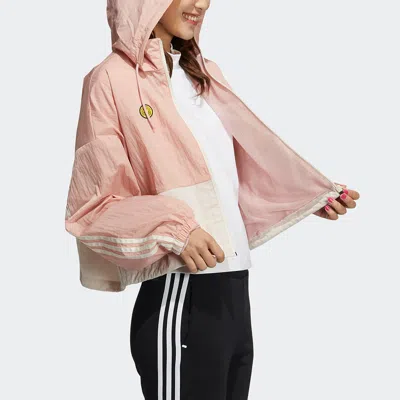 Adidas Originals (wmns) Adidas Neo X Smiley Sportwears Windbreaker Jacket 'pink White' In Multi
