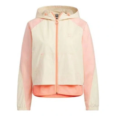 Adidas Originals (wmns) Adidas Neo Vibe Collective Windbreaker Jackets 'white Pink' In Multi