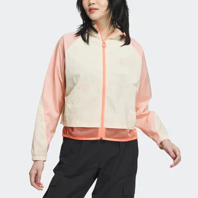 Adidas Originals (wmns) Adidas Neo Vibe Collective Windbreaker Jackets 'white Pink' In Multi
