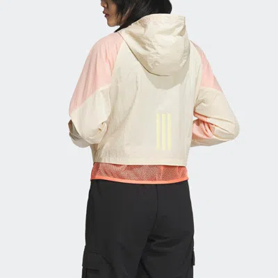 Adidas Originals (wmns) Adidas Neo Vibe Collective Windbreaker Jackets 'white Pink' In Multi