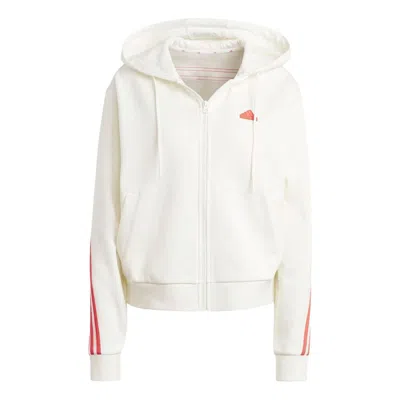 Adidas Originals (wmns) Adidas Future Icons 3-stripes Full Zip Hoodie Asia Sizing 'white Bright Red'