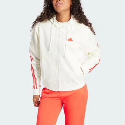 Adidas Originals (wmns) Adidas Future Icons 3-stripes Full Zip Hoodie Asia Sizing 'white Bright Red'