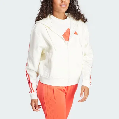 Adidas Originals (wmns) Adidas Future Icons 3-stripes Full Zip Hoodie Asia Sizing 'white Bright Red'