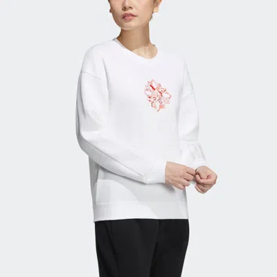 Adidas Originals (wmns) Adidas Cny Sweat Limited Funny Pattern Sports Round Neck Hoodie White