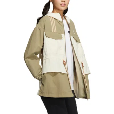 Adidas Originals (wmns) Adidas Neo Util Windbreaker Jacket 'tan White' In Green