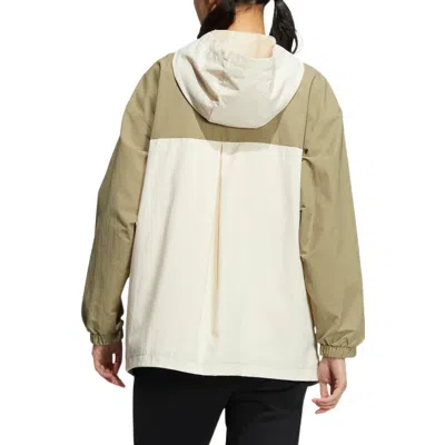 Adidas Originals (wmns) Adidas Neo Util Windbreaker Jacket 'tan White' In Green