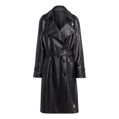 Adidas Originals (wmns) Adidas Adicolor Trefoil Faux Leather Trench Coat 'black' In Multi
