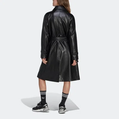 Adidas Originals (wmns) Adidas Adicolor Trefoil Faux Leather Trench Coat 'black' In Multi