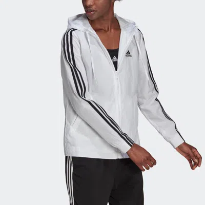 Adidas Originals (wmns) Adidas Essentials 3-stripes Windbreaker Asia Sizing 'white Black'