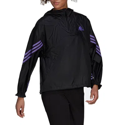 Adidas Originals (wmns) Adidas Back To Sport Wind.rdy Anorak Jacket 'black Purple' In Blue