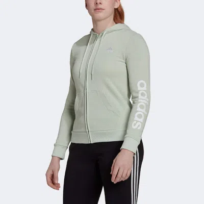 Adidas Originals (wmns) Adidas Logo Full-zip Hoodie 'linen Green'