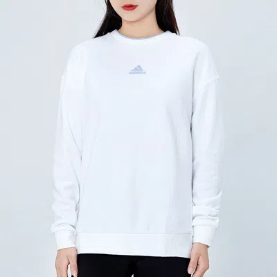 Adidas Originals (wmns) Adidas Logo Printing Sports Round-neck Sweatshirt White
