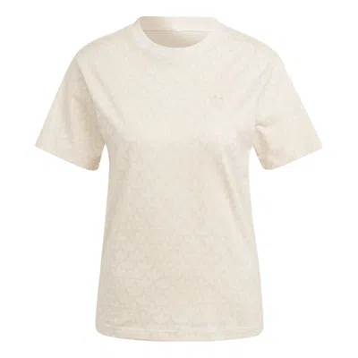 Adidas Originals (wmns)  Trefoil Monogram T-shirt 'beige' In Neutral