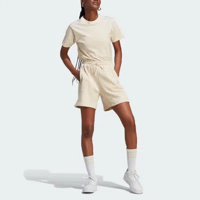 Adidas Originals (wmns)  Trefoil Monogram T-shirt 'beige' In Neutral