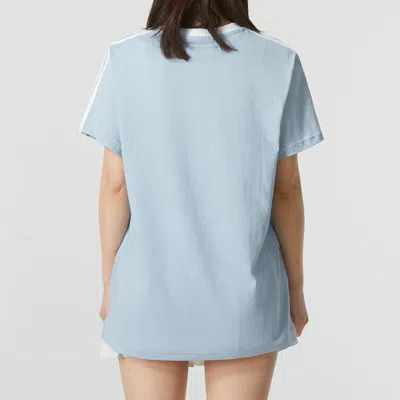 Adidas Originals (wmns) Adidas 3-stripe Breathable T-shirt Asia Sizing 'teal White' In Blue