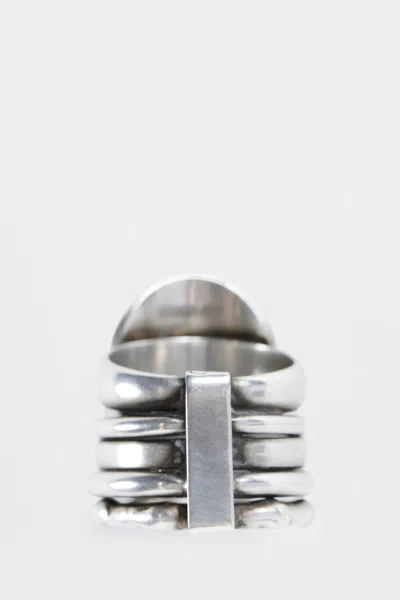 Ann Demeulemeester Mossa Flying Bird Stacked Ring In Metallic