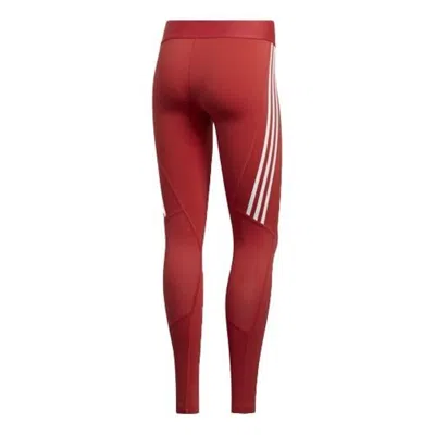 Adidas Originals (wmns) Adidas Alphaskin 3-stripes Long Tights 'red White' In Multi