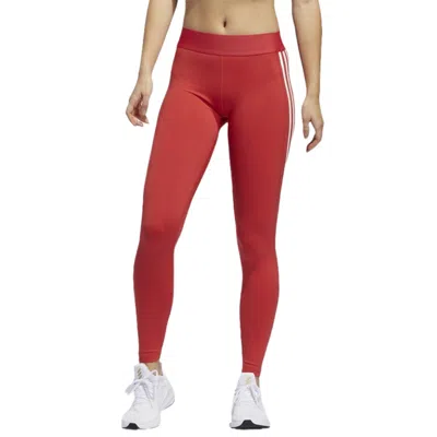 Adidas Originals (wmns) Adidas Alphaskin 3-stripes Long Tights 'red White' In Multi