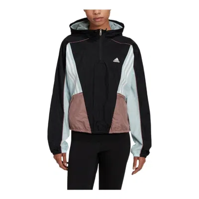 Adidas Originals (wmns) Adidas Black Hyperglam Hooded Track Tops 'black White' In Multi