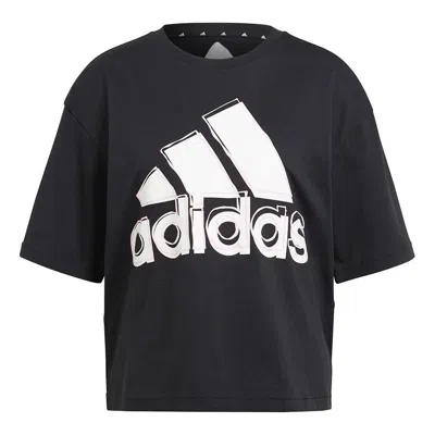 Adidas Originals (wmns) Adidas Big Logo T Ss Contrasting Colors Logo Printing Sports Short Sleeve Black In Multi