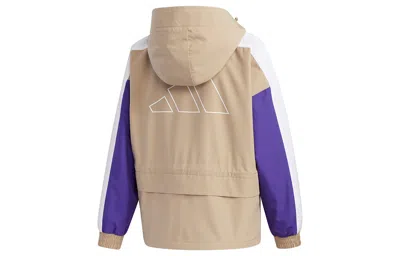 Adidas Originals (wmns) Adidas Cny Jkt New Year Series Patchwork Print Pattern Sports Hooded Jacket Khaki Brown In Multi