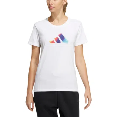 Adidas Originals (wmns) Adidas Ust  3 Bar T-shirt 'white Purple'