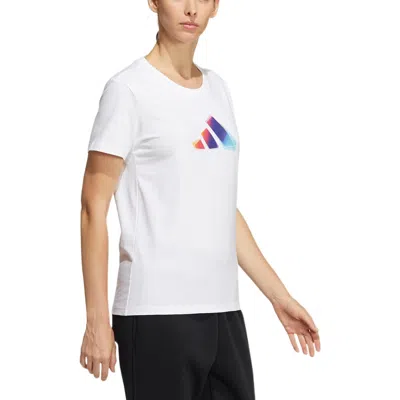 Adidas Originals (wmns) Adidas Ust  3 Bar T-shirt 'white Purple'