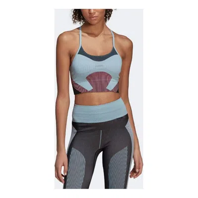 Adidas Originals (wmns) Adidas By Stella Mccartney Truestrength Yoga Knit Light Support Bra 'teal' In Multi