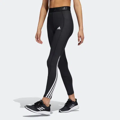 Adidas Originals (wmns) Adidas Tf Turf 3s Tight Solid Color High Waist Elastic Stripe Training Sports Gym Pants/trous In Black