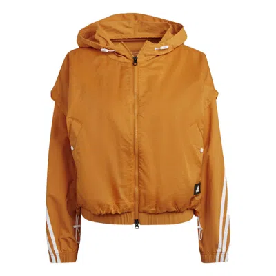 Adidas Originals (wmns) Adidas Sportswear Future Icons 3-stripes Woven Hooded Track Top 'orange' In Brown