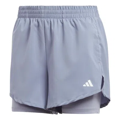 Adidas Originals (wmns) Adidas Aeroready Two-in-one Shorts 'purple' In Blue