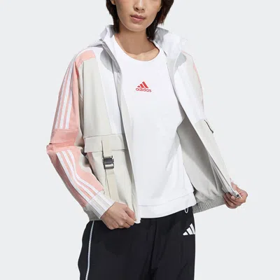 Adidas Originals (wmns) Adidas Str Jkt Warm Training Sports Storage Simple Hooded Fleece Lined Jacket Light Grey In Gray