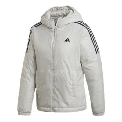 Adidas Originals (wmns) Adidas Essentials Thermal Hooded Jacket Asia Sizing 'grey' In Gray