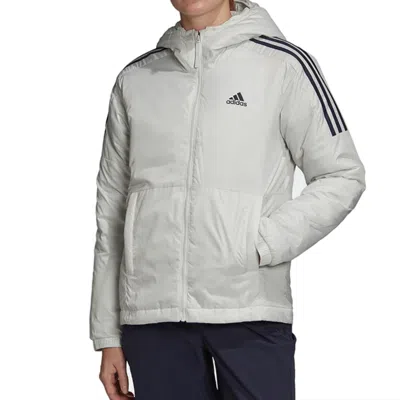 Adidas Originals (wmns) Adidas Essentials Thermal Hooded Jacket Asia Sizing 'grey' In Gray