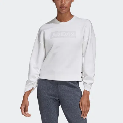 Adidas Originals (wmns) Adidas Crew Dk Emby Loose Sports Pullover White