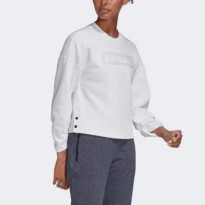 Adidas Originals (wmns) Adidas Crew Dk Emby Loose Sports Pullover White