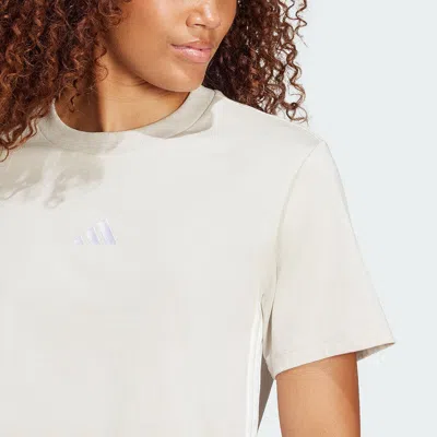 Adidas Originals (wmns) Adidas Essentials 3-stripes Cotton T-shirt 'beige White'