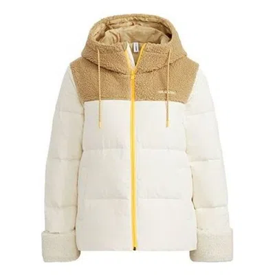 Adidas Originals (wmns) Adidas Neo Sherpa Fleece Hooded Jacket 'white Tan'