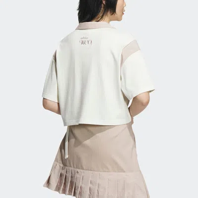Adidas Originals (wmns) Adidas Neo Logo Polo Shirt 'beige' In White