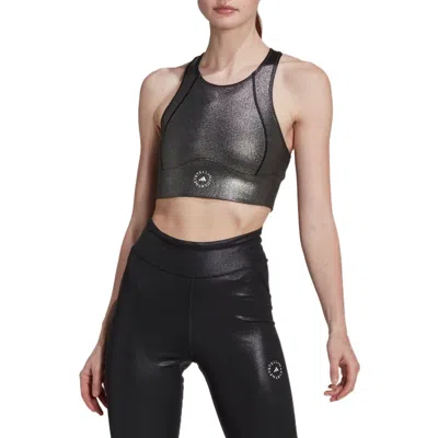 Adidas Originals (wmns) Adidas By Stella Mccartney Shiny Training Crop Top 'black'