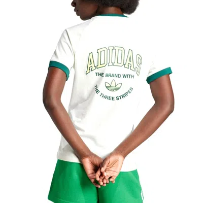 Adidas Originals (wmns)  Vrct Graphic T-shirt 'white Green' In Multi