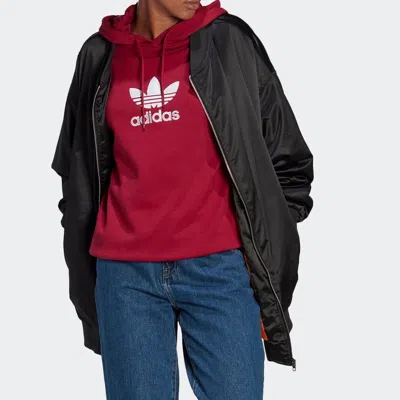 Adidas Originals (wmns) Adidas Centre Stage Hoodie 'burgundy' In Red