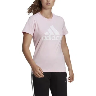 Adidas Originals (wmns) Adidas Essentials Logo T-shirt Asia Sizing 'pink White'