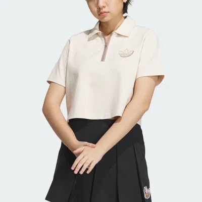 Adidas Originals (wmns)  Sportswear Polo Shirt 'beige' In White