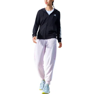 Adidas Originals (wmns) Adidas Essentials Logo Full-zip Hoodie Asia Sizing 'black White' In Blue