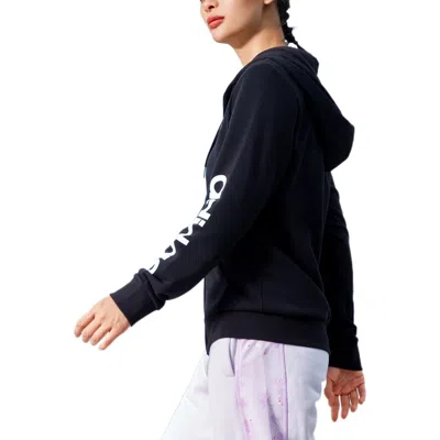 Adidas Originals (wmns) Adidas Essentials Logo Full-zip Hoodie Asia Sizing 'black White' In Blue