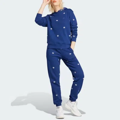 Adidas Originals (wmns) Adidas Allover Mini Crest Logo Sweatpants 'blue'