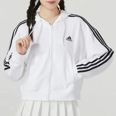 Adidas Originals (wmns) Adidas 3-stripes French Terry Bomber Full-zip Hoodie Jackets 'white'